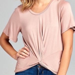Twisted Buttery soft Twist Front Top Dusty Rose